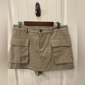 Elodie Khaki Cargo Mini Skort Size L Utility Pockets
